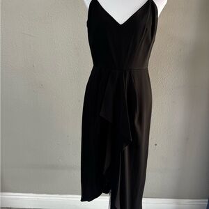 Gianni Bini Black One-Shoulder Draped Cocktail Dress